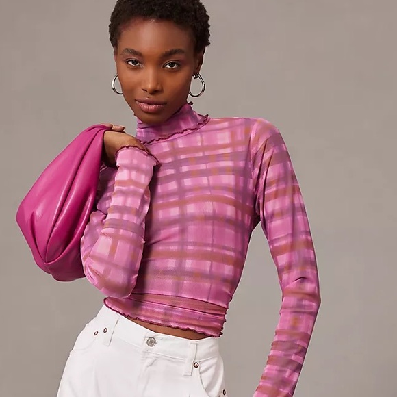 Anthropologie Pilcro Plaid Turtleneck Top - Picture 2 of 15